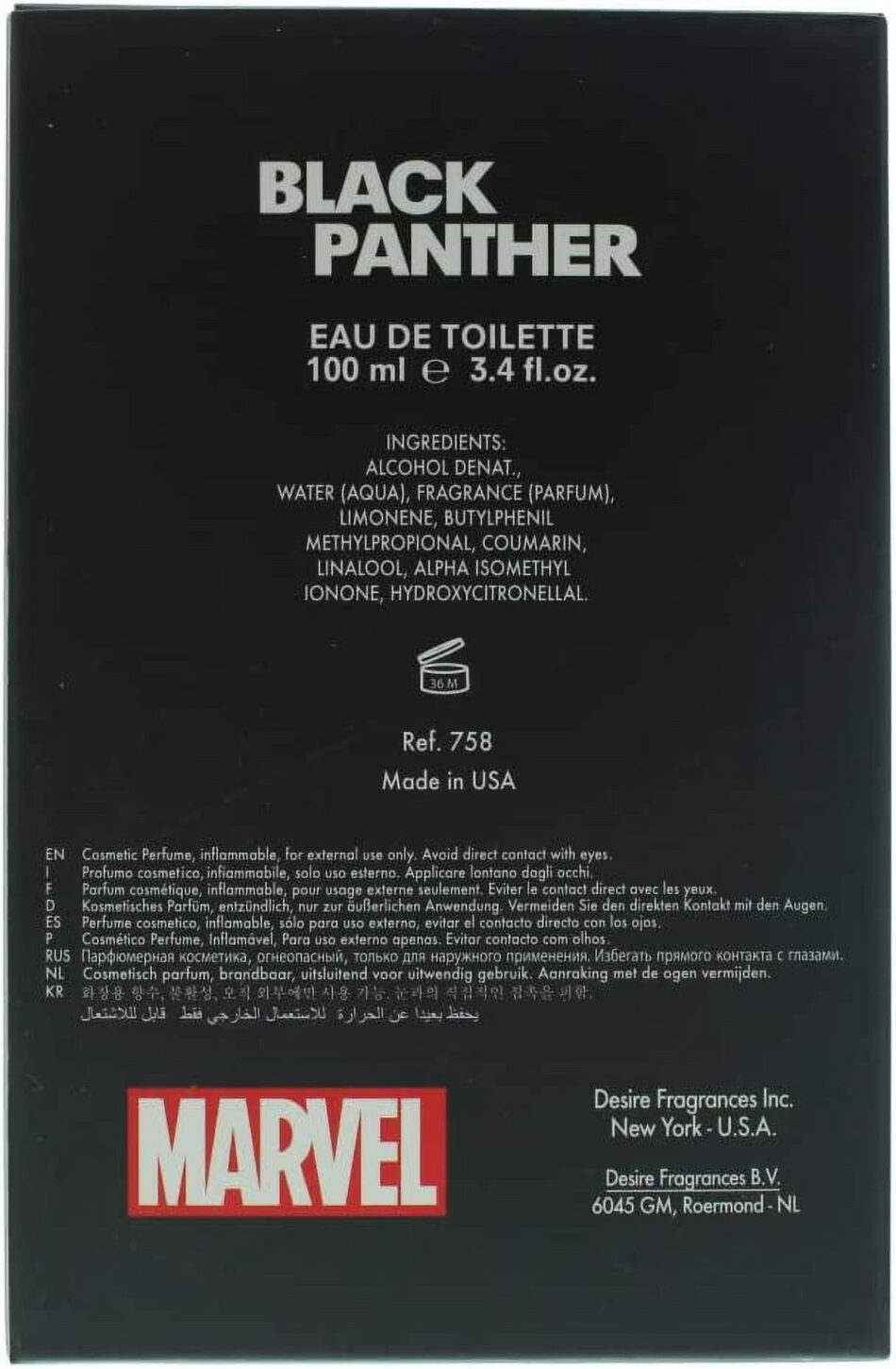 Black Panther Marvel Eau De Toilette Spray By Marvel